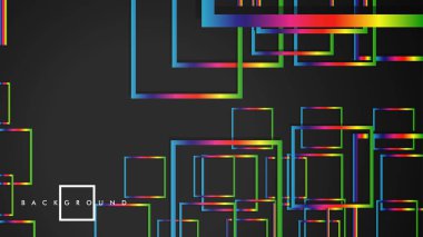 Vektör Modern Soyut Kareler Arka Planlar . siyah ve gökkuşağı renk degradesi ile. eps 10 şablonu