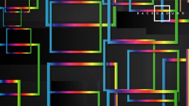 Vektör Modern Soyut Kareler Arka Planlar . siyah ve gökkuşağı renk degradesi ile. eps 10 şablonu