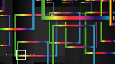 Vektör Modern Soyut Kareler Arka Planlar . siyah ve gökkuşağı renk degradesi ile. eps 10 şablonu