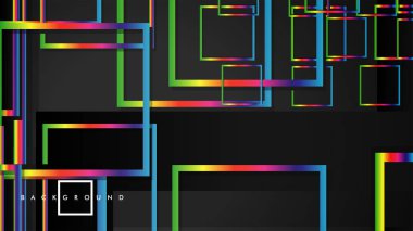 Vektör Modern Soyut Kareler Arka Planlar . siyah ve gökkuşağı renk degradesi ile. eps 10 şablonu