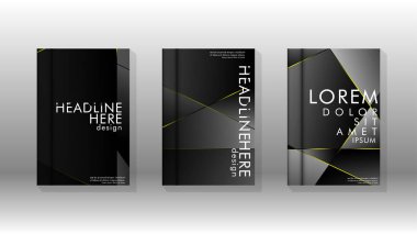 Fantezi çokgen kapak desen arka plan tasarımı. sarı üçgen çizgi