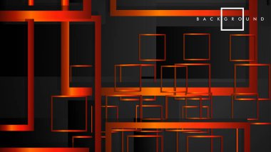 Vektör Modern Soyut Kareler Arka Planlar . siyah turuncu degrade ile. eps 10 şablonu