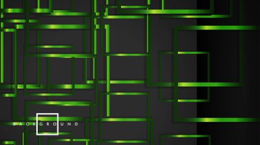 Vektör Modern Soyut Kareler Arka Planlar . siyah ve yeşil metal renk degradesi ile. eps 10 şablonu