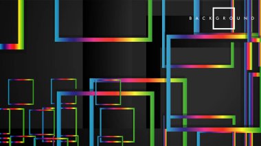Vektör Modern Soyut Kareler Arka Planlar . siyah ve gökkuşağı renk degradesi ile. eps 10 şablonu