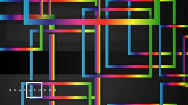 Vektör Modern Soyut Kareler Arka Planlar . siyah ve gökkuşağı renk degradesi ile. eps 10 şablonu