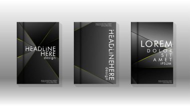 Fantezi çokgen kapak desen arka plan tasarımı. sarı üçgen çizgi