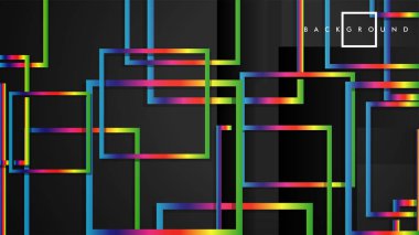 Vektör Modern Soyut Kareler Arka Planlar . siyah ve gökkuşağı renk degradesi ile. eps 10 şablonu