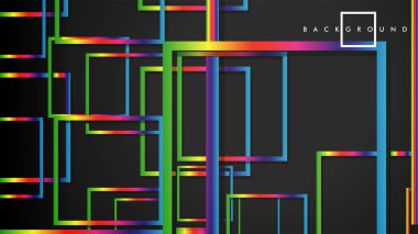 Vektör Modern Soyut Kareler Arka Planlar . siyah ve gökkuşağı renk degradesi ile. eps 10 şablonu