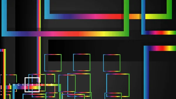 ベクトル現代抽象正方形の背景.黒と虹色のグラデーションで。eps 10 テンプレート — ストックベクタ