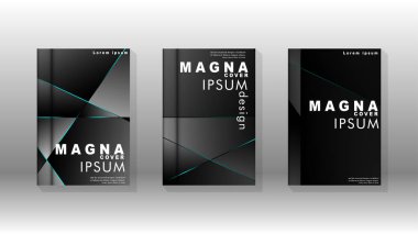 Kapak tasarım deseninin arka planı. mavi üçgen çizgi. Vektör ön sayfa yazı tipi