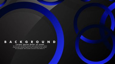 Parlak fantezi mavi siyah daireler ile soyut metal vektör arka plan