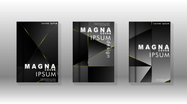 Fantezi çokgen kapak desen arka plan tasarımı. sarı üçgen çizgi