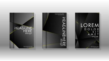 Fantezi çokgen kapak desen arka plan tasarımı. sarı üçgen çizgi