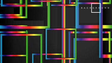 Vektör Modern Soyut Kareler Arka Planlar . siyah ve gökkuşağı renk degradesi ile. eps 10 şablonu