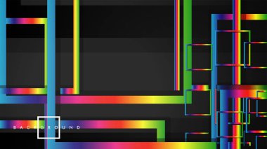 Vektör Modern Soyut Kareler Arka Planlar . siyah ve gökkuşağı renk degradesi ile. eps 10 şablonu