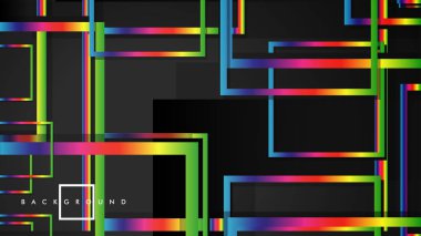 Vektör Modern Soyut Kareler Arka Planlar . siyah ve gökkuşağı renk degradesi ile. eps 10 şablonu