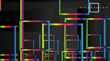 Vektör Modern Soyut Kareler Arka Planlar . siyah ve gökkuşağı renk degradesi ile. eps 10 şablonu