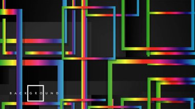 Vektör Modern Soyut Kareler Arka Planlar . siyah ve gökkuşağı renk degradesi ile. eps 10 şablonu