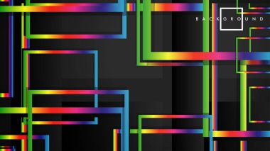 Vektör Modern Soyut Kareler Arka Planlar . siyah ve gökkuşağı renk degradesi ile. eps 10 şablonu