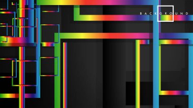 Vektör Modern Soyut Kareler Arka Planlar . siyah ve gökkuşağı renk degradesi ile. eps 10 şablonu