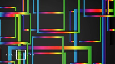 Vektör Modern Soyut Kareler Arka Planlar . siyah ve gökkuşağı renk degradesi ile. eps 10 şablonu