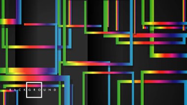 Vektör Modern Soyut Kareler Arka Planlar . siyah ve gökkuşağı renk degradesi ile. eps 10 şablonu