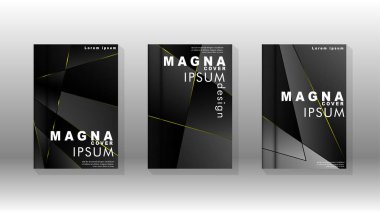 Fantezi çokgen kapak desen arka plan tasarımı. sarı üçgen çizgi