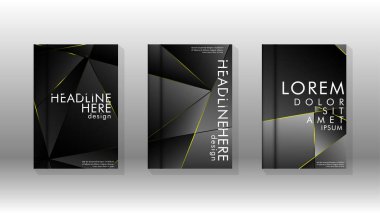 Fantezi çokgen kapak desen arka plan tasarımı. sarı üçgen çizgi