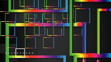 Vektör Modern Soyut Kareler Arka Planlar . siyah ve gökkuşağı renk degradesi ile. eps 10 şablonu