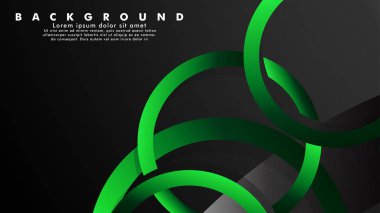Parlak fantezi yeşil siyah daireler ile soyut metal vektör arka plan