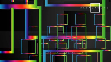 Vektör Modern Soyut Kareler Arka Planlar . siyah ve gökkuşağı renk degradesi ile. eps 10 şablonu