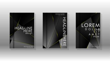 Fantezi çokgen kapak desen arka plan tasarımı. sarı üçgen çizgi