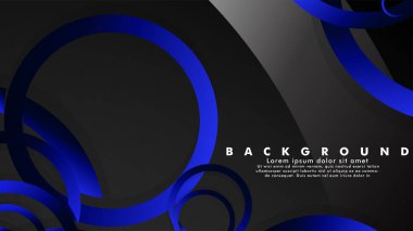 Parlak fantezi mavi siyah daireler ile soyut metal vektör arka plan