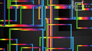 Vektör Modern Soyut Kareler Arka Planlar . siyah ve gökkuşağı renk degradesi ile. eps 10 şablonu