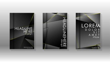 Fantezi çokgen kapak desen arka plan tasarımı. sarı üçgen çizgi