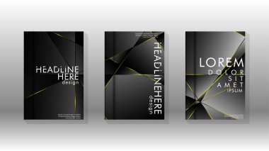 Fantezi çokgen kapak desen arka plan tasarımı. sarı üçgen çizgi