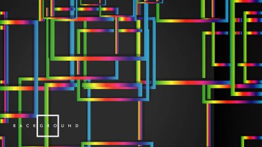 Vektör Modern Soyut Kareler Arka Planlar . siyah ve gökkuşağı renk degradesi ile. eps 10 şablonu