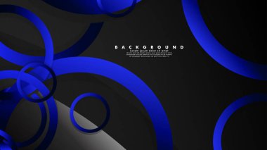 Parlak fantezi mavi siyah daireler ile soyut metal vektör arka plan