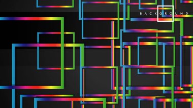 Vektör Modern Soyut Kareler Arka Planlar . siyah ve gökkuşağı renk degradesi ile. eps 10 şablonu