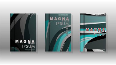 Dalga elemanları ile soyut kapak. kitap tasarım konsepti. Fütüristik iş düzeni. Dijital poster şablonu. Tasarım Vektörü - eps10