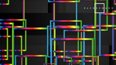 Vektör Modern Soyut Kareler Arka Planlar . siyah ve gökkuşağı renk degradesi ile. eps 10 şablonu