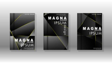 Fantezi çokgen kapak desen arka plan tasarımı. sarı üçgen çizgi