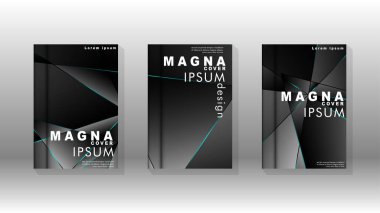 Kapak tasarım deseninin arka planı. mavi üçgen çizgi. Vektör ön sayfa yazı tipi