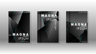 Kapak tasarım deseninin arka planı. mavi üçgen çizgi. Vektör ön sayfa yazı tipi