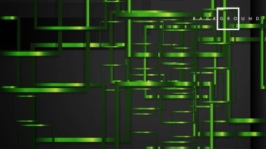 Vektör Modern Soyut Kareler Arka Planlar . siyah ve yeşil metal renk degradesi ile. eps 10 şablonu