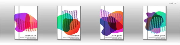 O design da capa do livro é organizado com gradientes coloridos que são líquidos e transparentes — Vetor de Stock