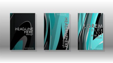 Dalga elemanları ile soyut kapak. kitap tasarım konsepti. Fütüristik iş düzeni. Dijital poster şablonu. Tasarım Vektörü - eps10