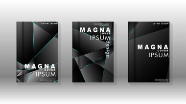 Kapak tasarım deseninin arka planı. mavi üçgen çizgi. Vektör ön sayfa yazı tipi