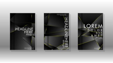 Fantezi çokgen kapak desen arka plan tasarımı. sarı üçgen çizgi