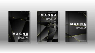 Fantezi çokgen kapak desen arka plan tasarımı. sarı üçgen çizgi